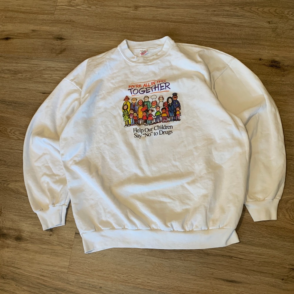 Vintage 1980s Belton Say No to Drugs Sweatshirt Graphic Crewneck Pullover - XXL